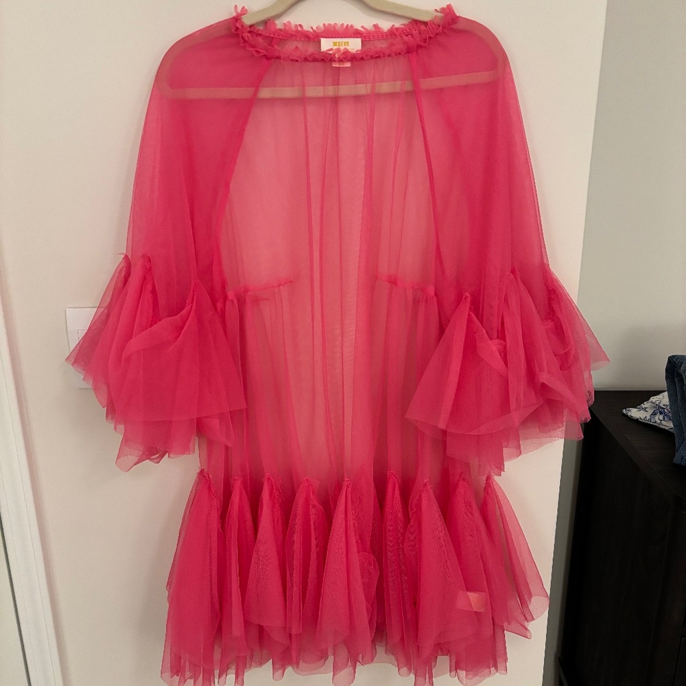 Anthropologie Maeve Pink Sheer Top L/XL